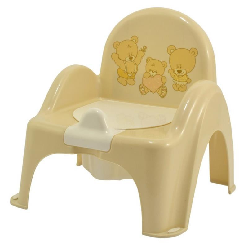 Nocnik krzesełko plastikowe z pozytywką Miś beżowy